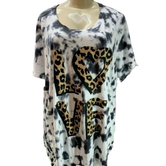 Betsey Johnson Torrid Plus 6 Tie-Dye Love Animal Print Graphic Short Sleeve Tee - Picture 2 of 6